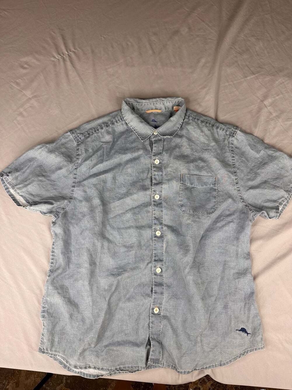 Tommy Bahama Relax Short Sleeve Shirt Blue Linen